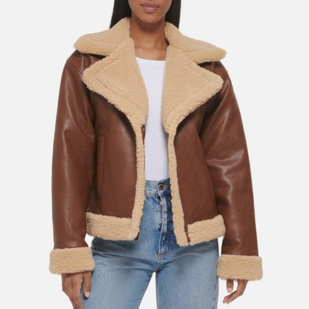 Levi's Faux Leather Trucker Jacket - Brown nwt